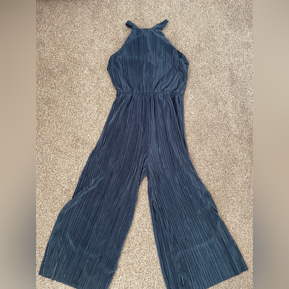 Plisse High-Neck Jumpsuit